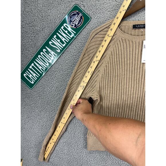 Ralph Lauren Polo Linen Blend Sweater Womens Medium Tan Brown Lightweight NEW M - Picture 3 of 8